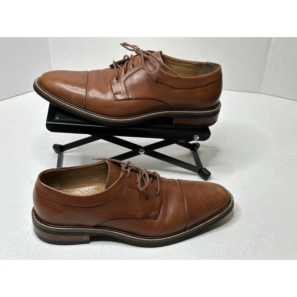 Cole Haan Warren Dress Shoes Mens 8.5 Wide Oxford Lace Up Casual Cap-Toe Brown